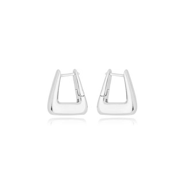 Brinco argola P Silvia triangular lisa com banho de ródio branco