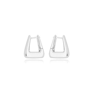 Brinco argola P Silvia triangular lisa com banho de ródio branco