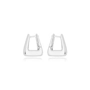 Brinco argola P Silvia triangular lisa com banho de ródio branco