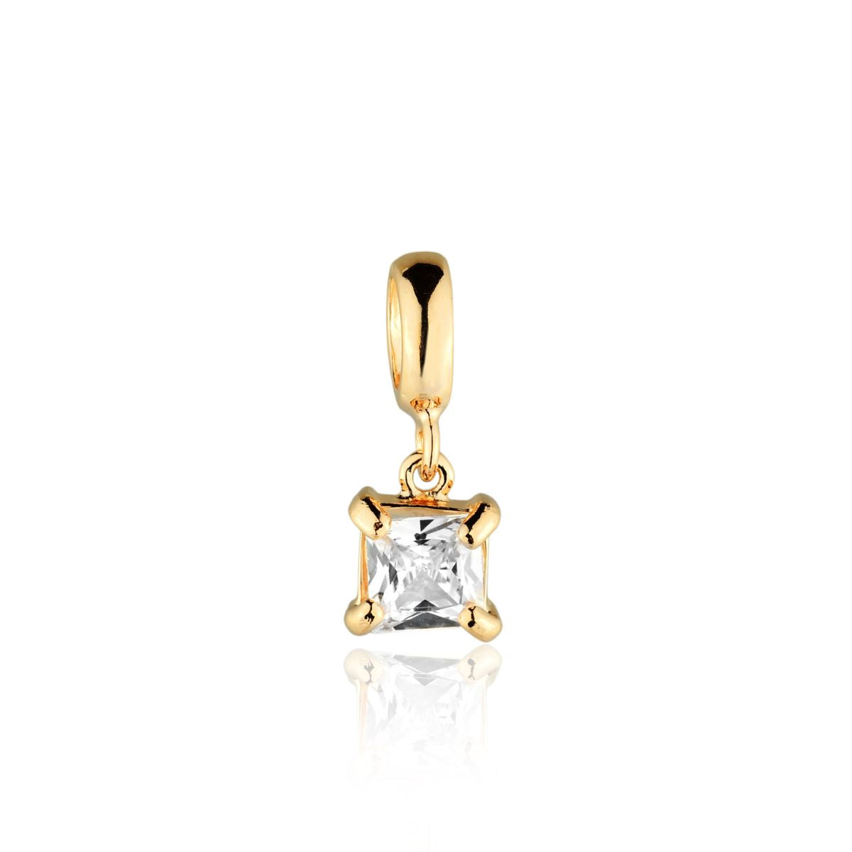 Pingente quadrado cristal com banho de ouro 18k(pode ser utilizado com colar veneziana ou cordão baiano)