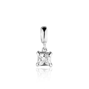 Pingente quadrado cristal com banho de ródio(pode ser utilizado com colar veneziana ou cordão baiano)