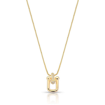 Colar elo moderno cravejado com banho de ouro 18k