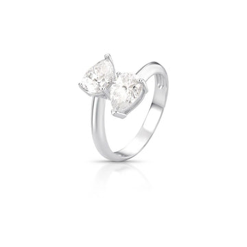 Anel MOISSANITE gotas em prata 925 pedra 6X8mm 1,25 quilates com banho de ródio branco