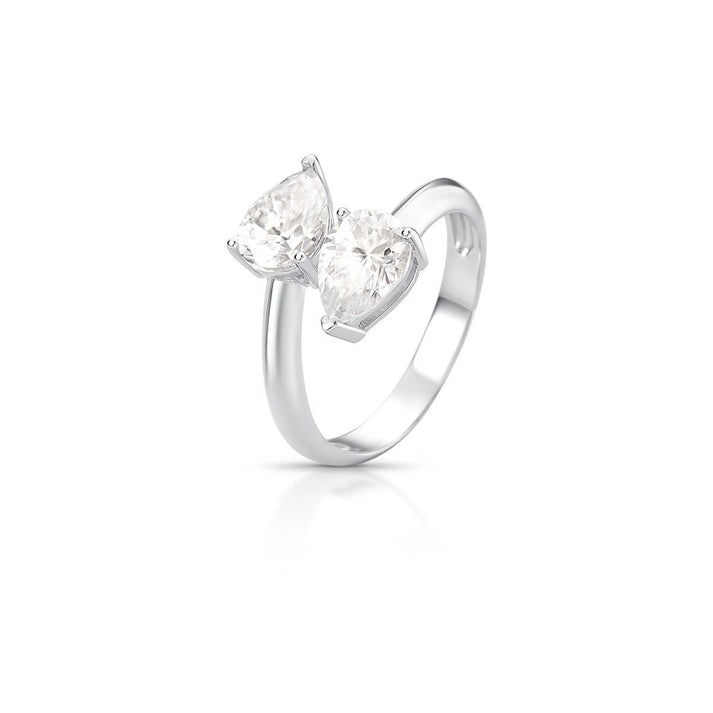 Anel moissanite corte gota 6x8mm
