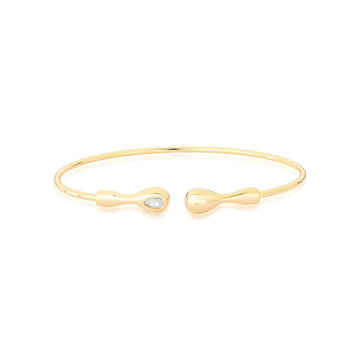 Pulseira bracelete liso detalhe gota com banho de ouro 18k