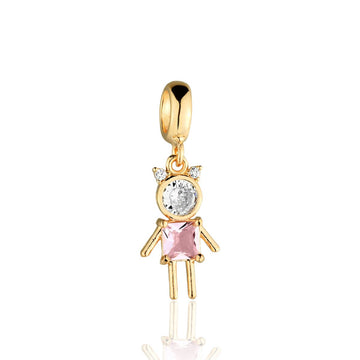 Pingente menina rosa cristal banhado em ouro 18k (pode ser utilizado em colar veneziana ou cordao baiano)