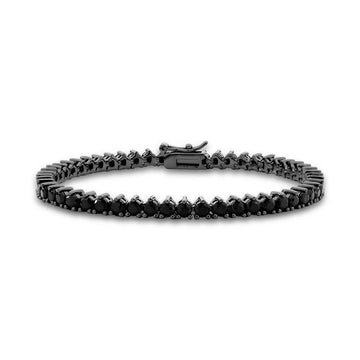 Pulseira riviera 3 garras com zircônia negra 3mm com banho de ródio negro