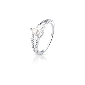 Anel MOISSANITE gota 7mm 0,8 quilates com banho de ródio branco