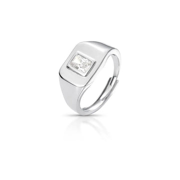 Anel dedinho MOISSANITE em prata 925 pedra 4X6mm 0,8 quilates com banho de ródio branco