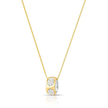 Colar com pingente cravejado e detalhe x dourado com banho de ródio branco