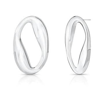 Brinco maxi vazado com banho de ródio branco