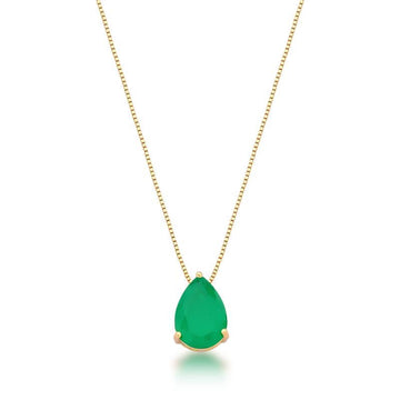 Colar gota esmeralda dourado