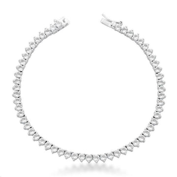 Pulseira  riviera 3 pontas cristal com banho de ródio branco