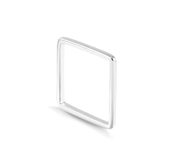 Anel quadrado liso ródio branco