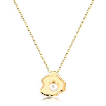 Colar orgânico com pérola com banho de ouro 18k