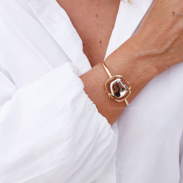 Pulseira bracelete oval orgânico mistura de banhos