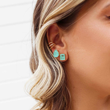 Piercing triplo cravejado elos e liso com banho de ouro 18k