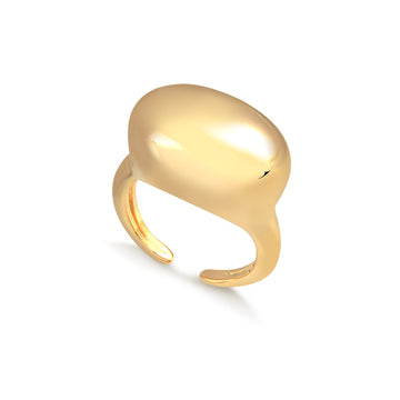 Anel dedinho abaloado alto liso dourado