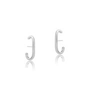 Brinco ear hook liso com banho de ródio branco