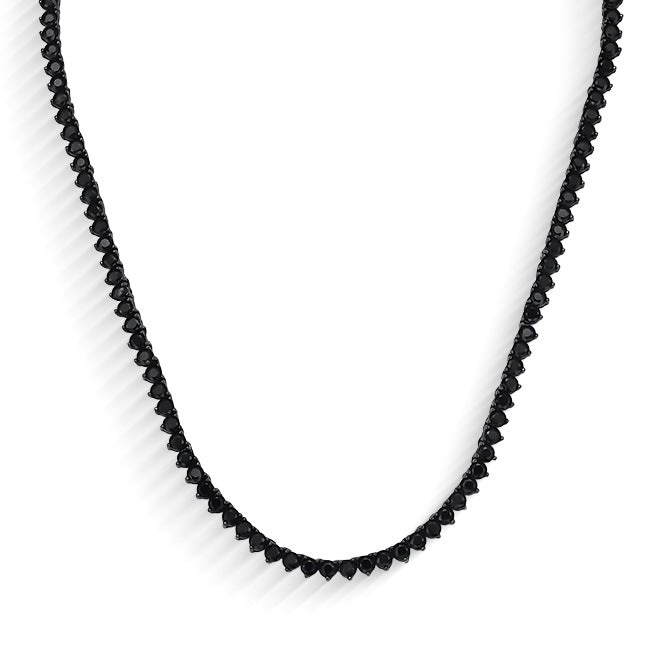 Colar Riviera trama rígida 3 garras com zircônias pretas de 3mm em ródio negro 50cm