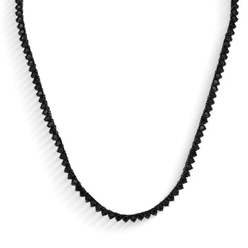 Colar Riviera trama rígida 3 garras com zircônias pretas de 3mm em ródio negro 50cm