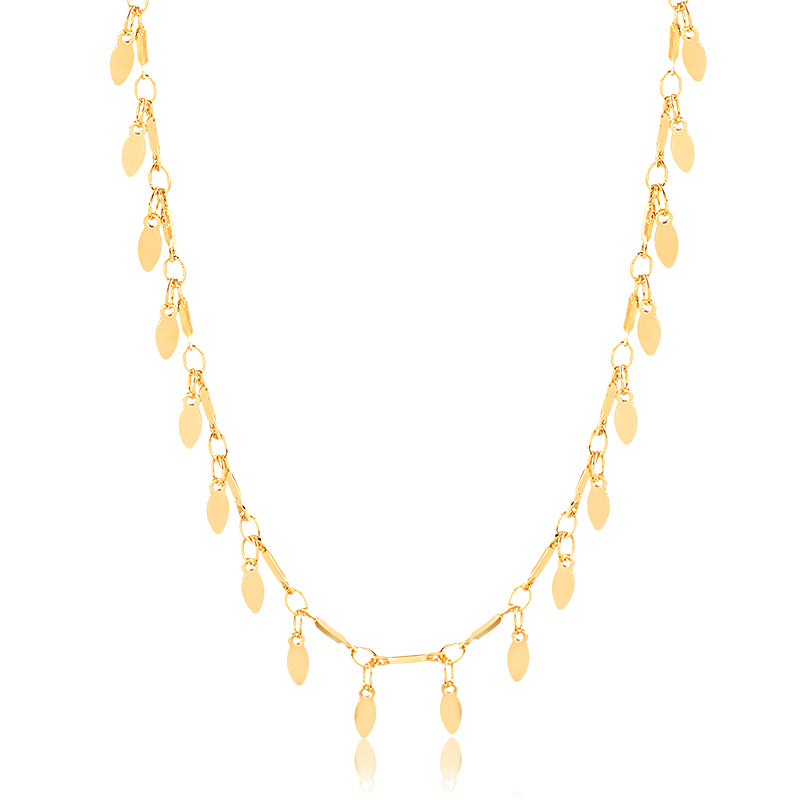 Colar choker gotas lisas com banho de ouro 18k