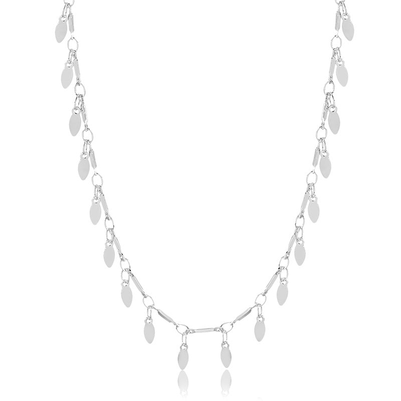Colar choker gotas lisas com banho de ródio branco