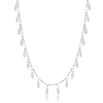 Colar choker gotas lisas com banho de ródio branco