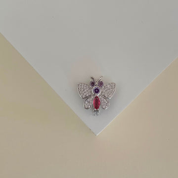 Pingente borboleta em ródio branco para pulseira esteira