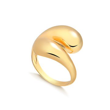Anel regulável envolvente liso dourado