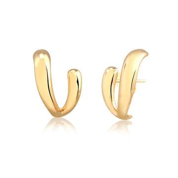 Brinco ear hook duplo gota lisa dourado