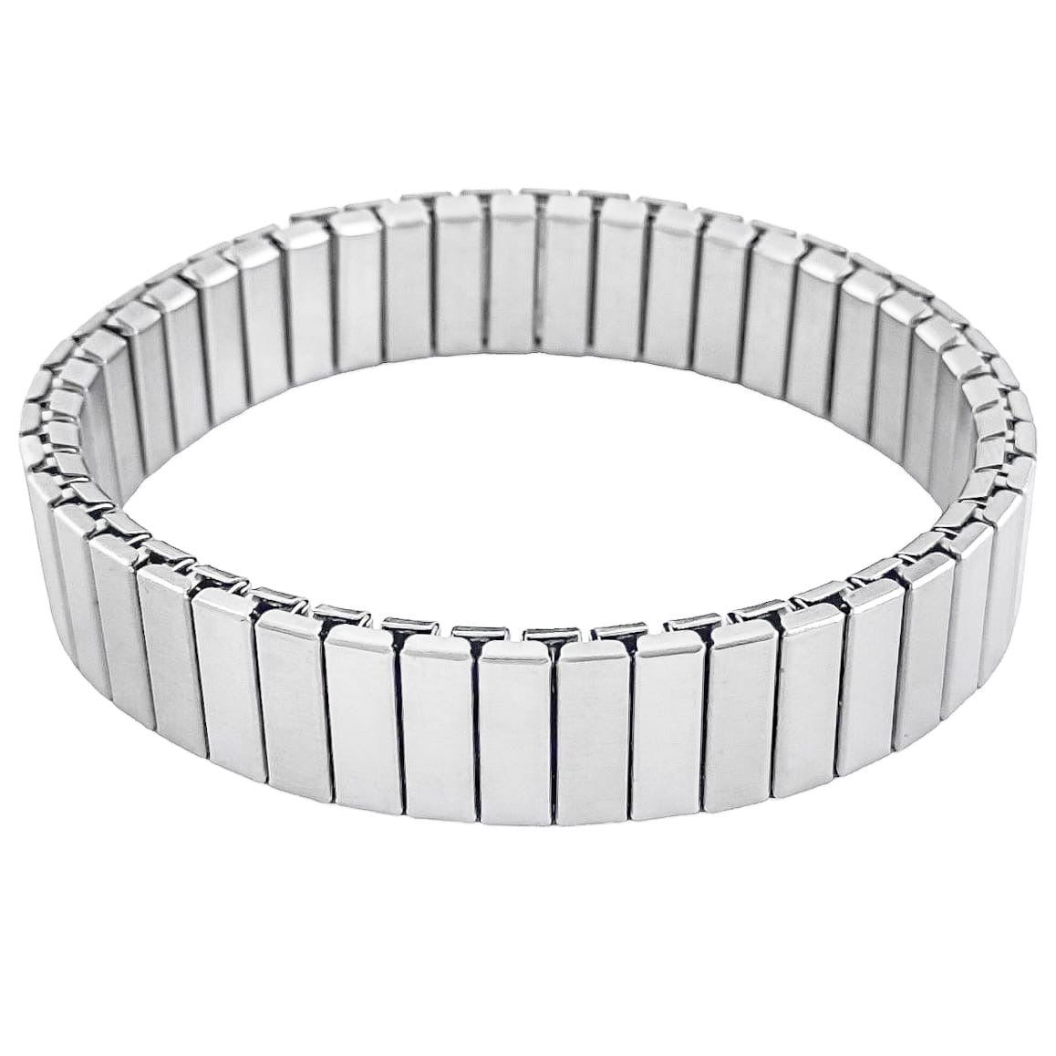 Pulseira placas lisas elástico de aço
