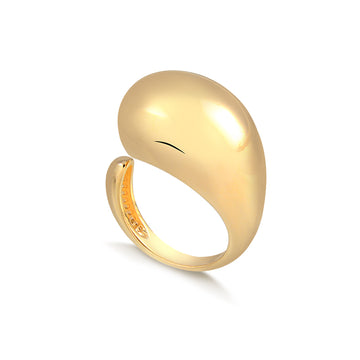 Anel abaloado liso aberto lateral com banho de ouro18k