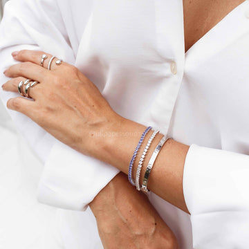 Pulseira bracelete inspired cartier slim com banho de ródio branco