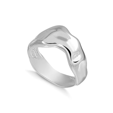 Anel orgânico liso ródio branco