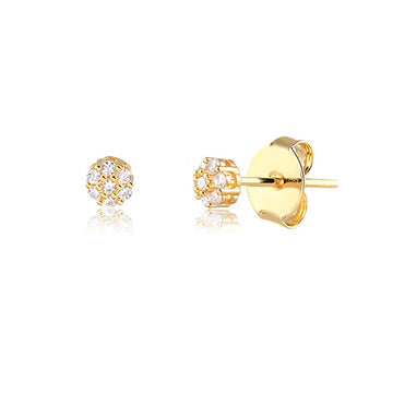 Brinco mini flor M cristal  dourado