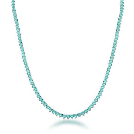 Colar riviera 3 garras com zircônia turmalina trama rígida em ródio branco 42cm 3mm