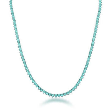 Colar riviera 3 garras com zircônia turmalina trama rígida em ródio branco 42cm 3mm