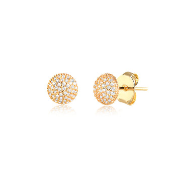 Brinco oval cravejado abaloado M dourado