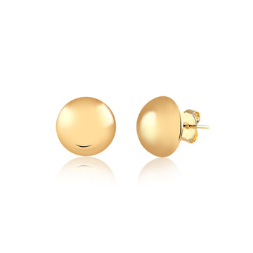 Brinco meia esfera lisa com banho de ouro 18k