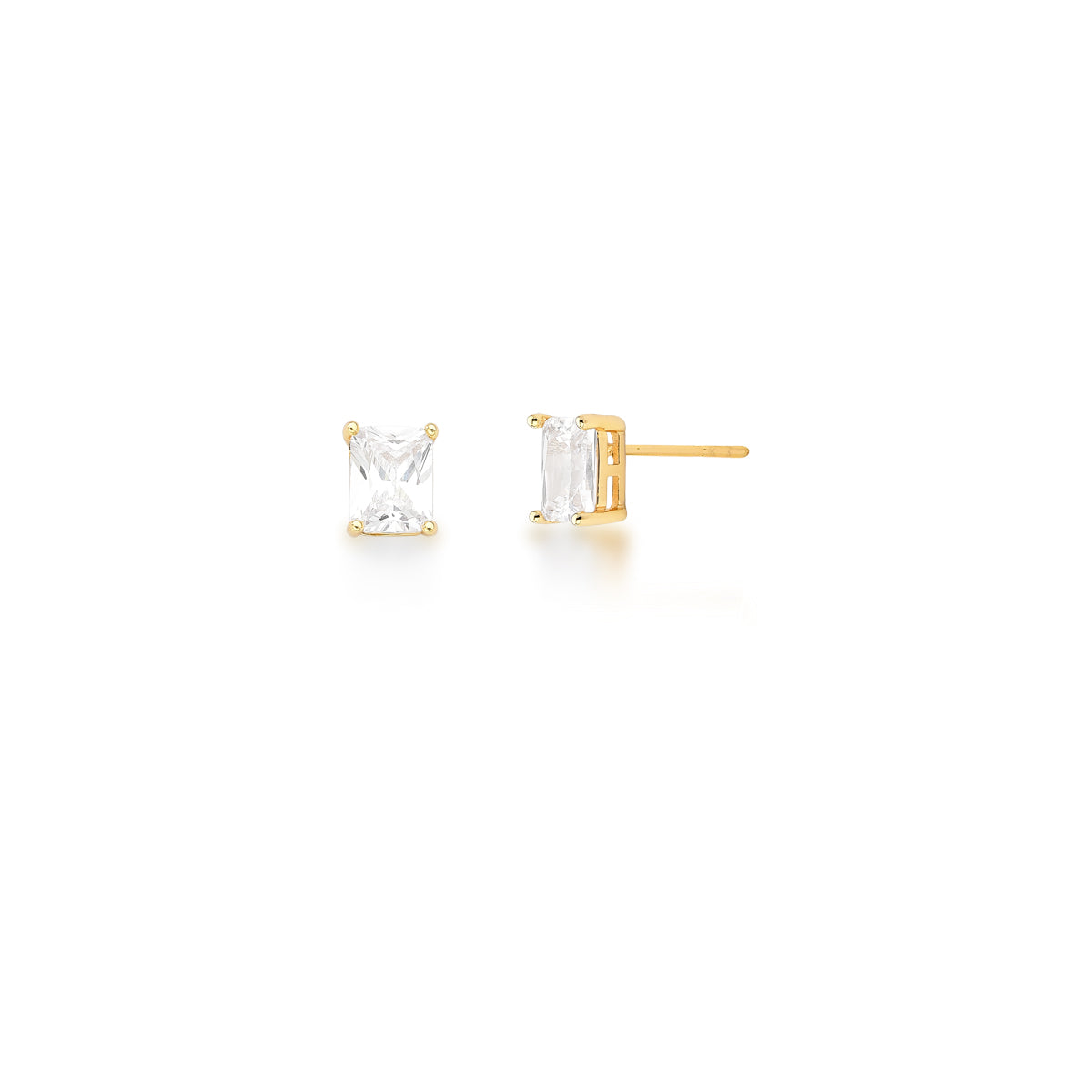 Brinco retângulo cristal dourado