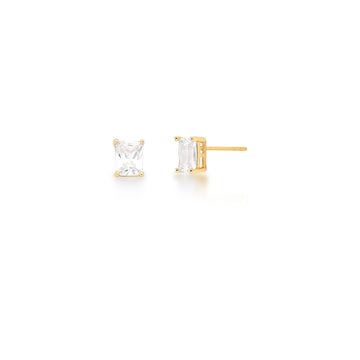 Brinco retângulo cristal dourado