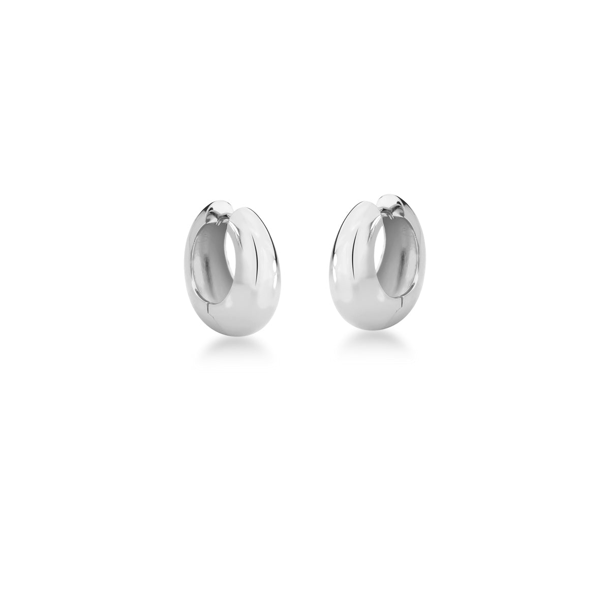 Brinco argola lisa abaloada luxo M em ródio branco