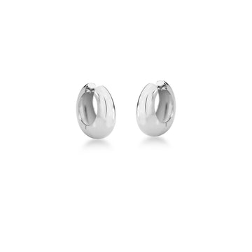 Brinco argola lisa abaloada luxo M em ródio branco