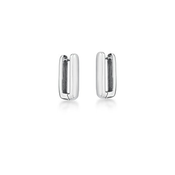 Brinco argola retângulo lisa G com banho de ródio branco