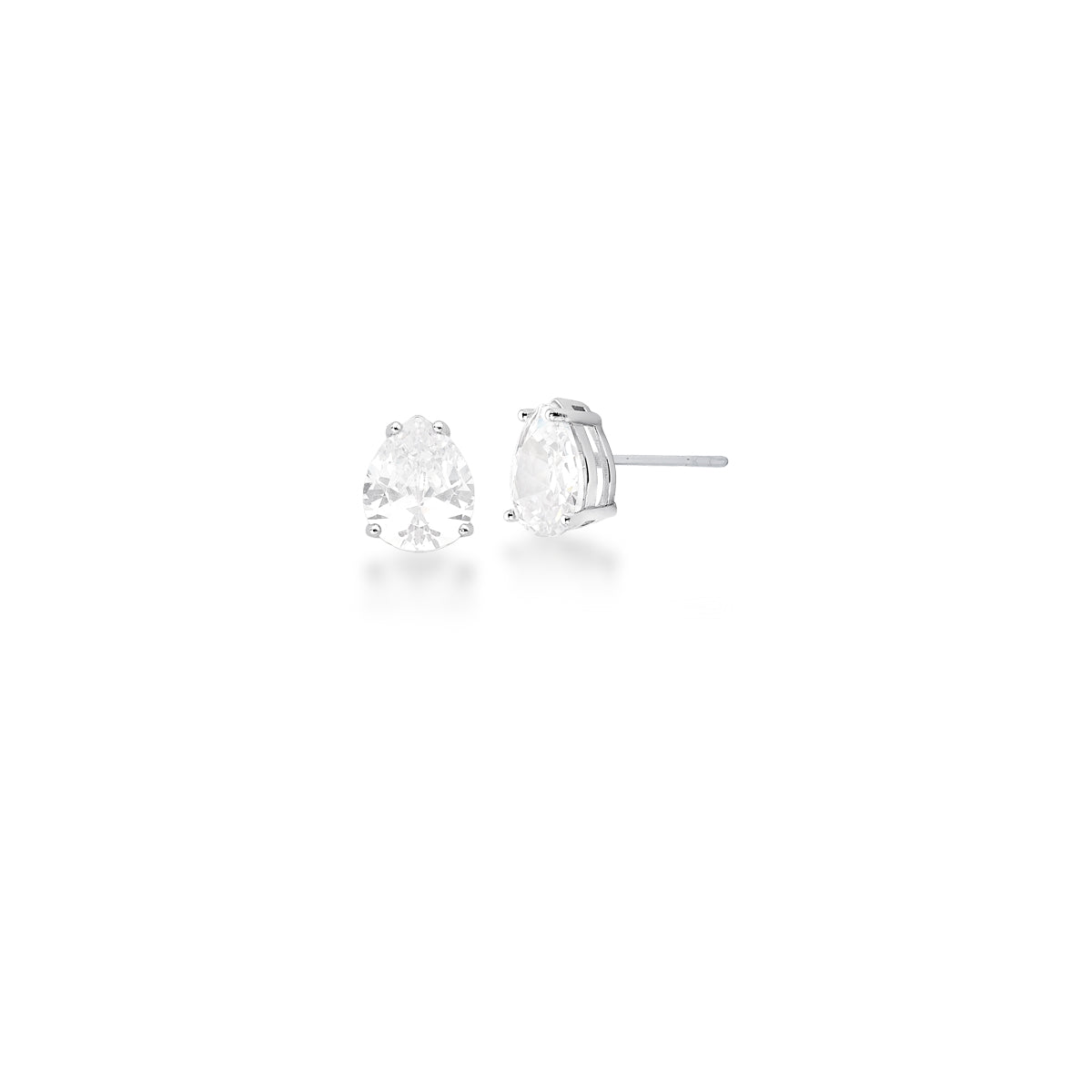 Brinco cristal gota média com banho de ródio branco