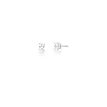 Brinco oval cristal P prata 925