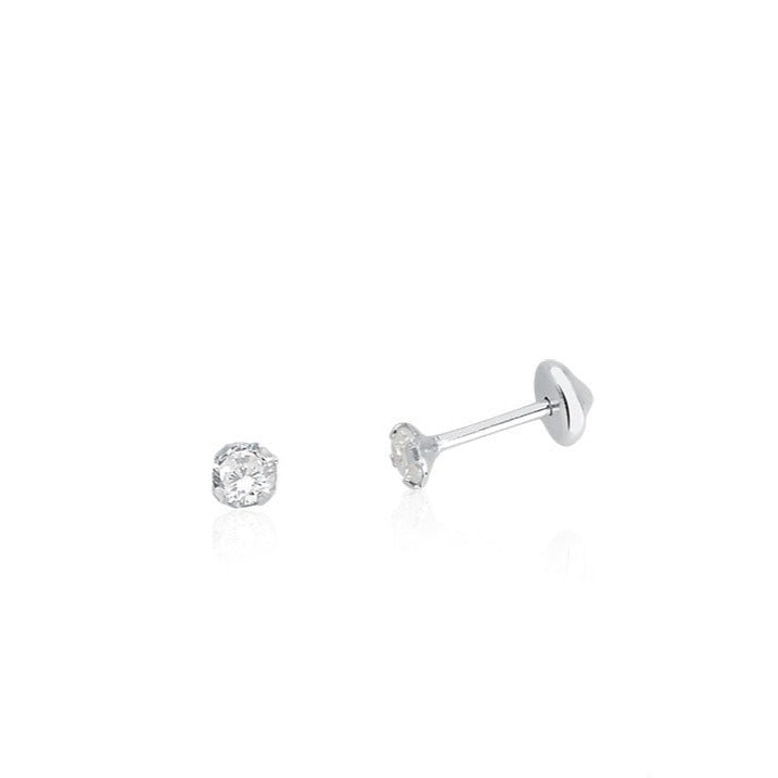 Brinco prata 925 ponto de luz tarraxa baby