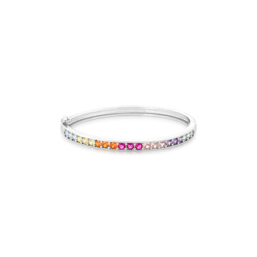 Pulseira bracelete P linha colorida maior ródio branco