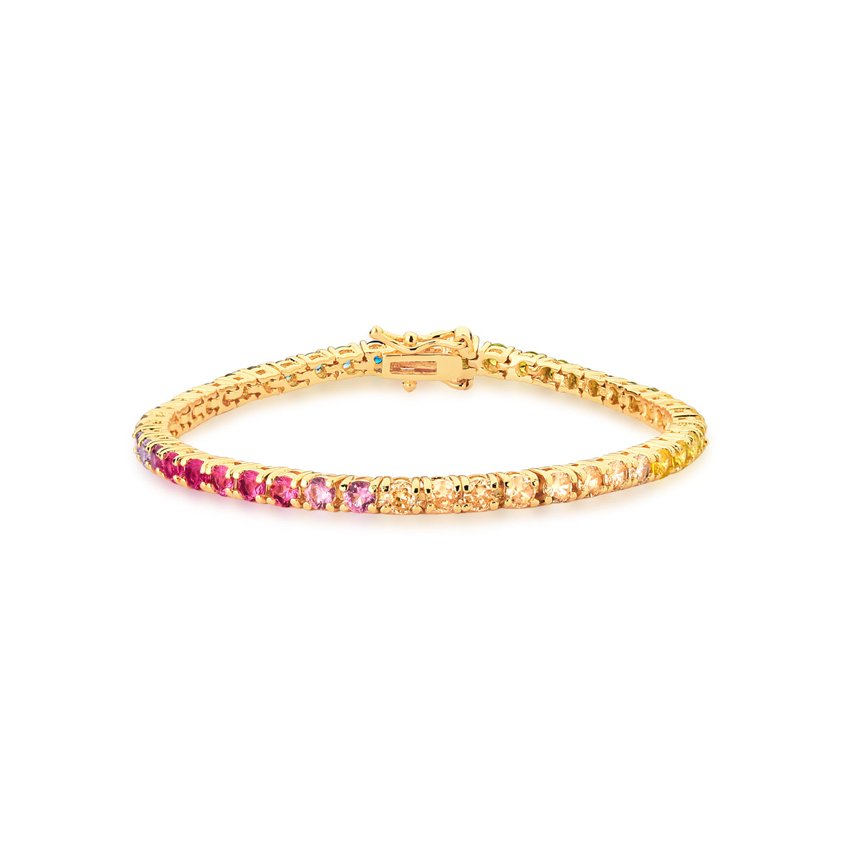 Pulseira dourada riviera rainbow rígida